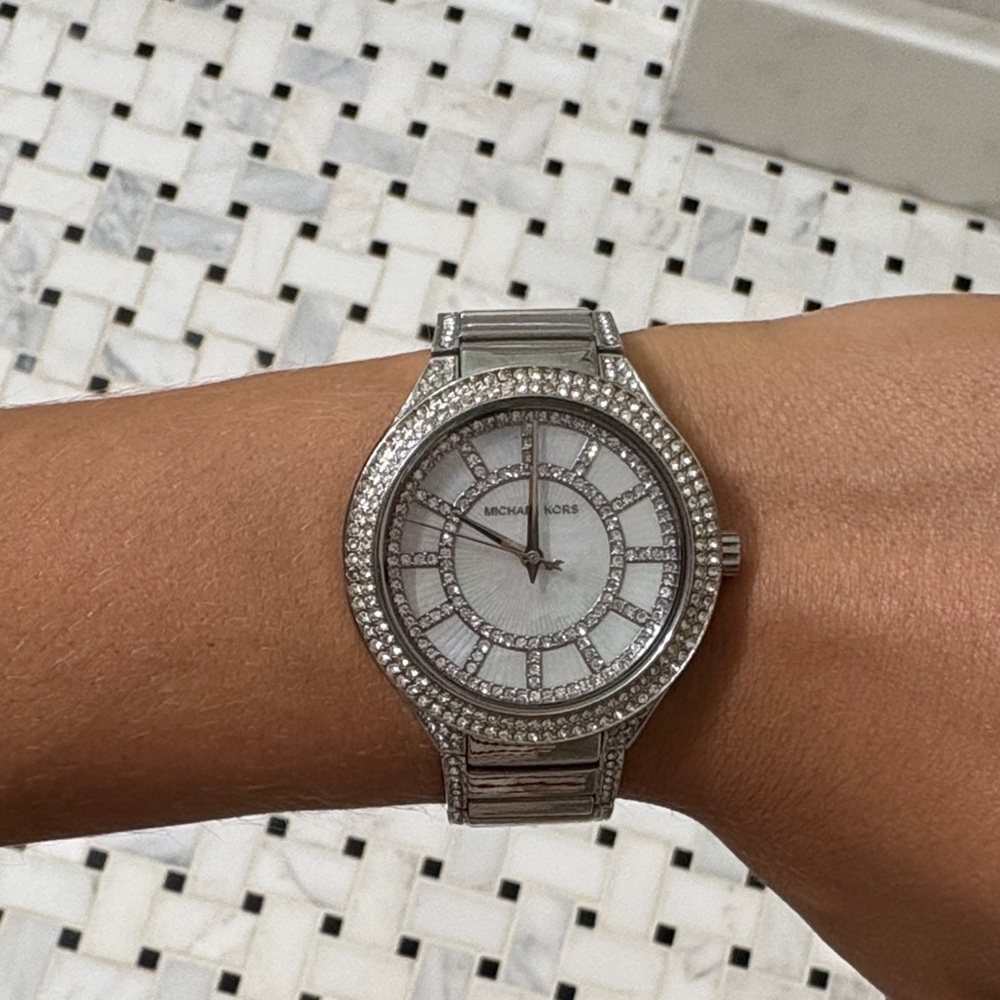 Michael Kors Silver Crystal-Embellished Watch